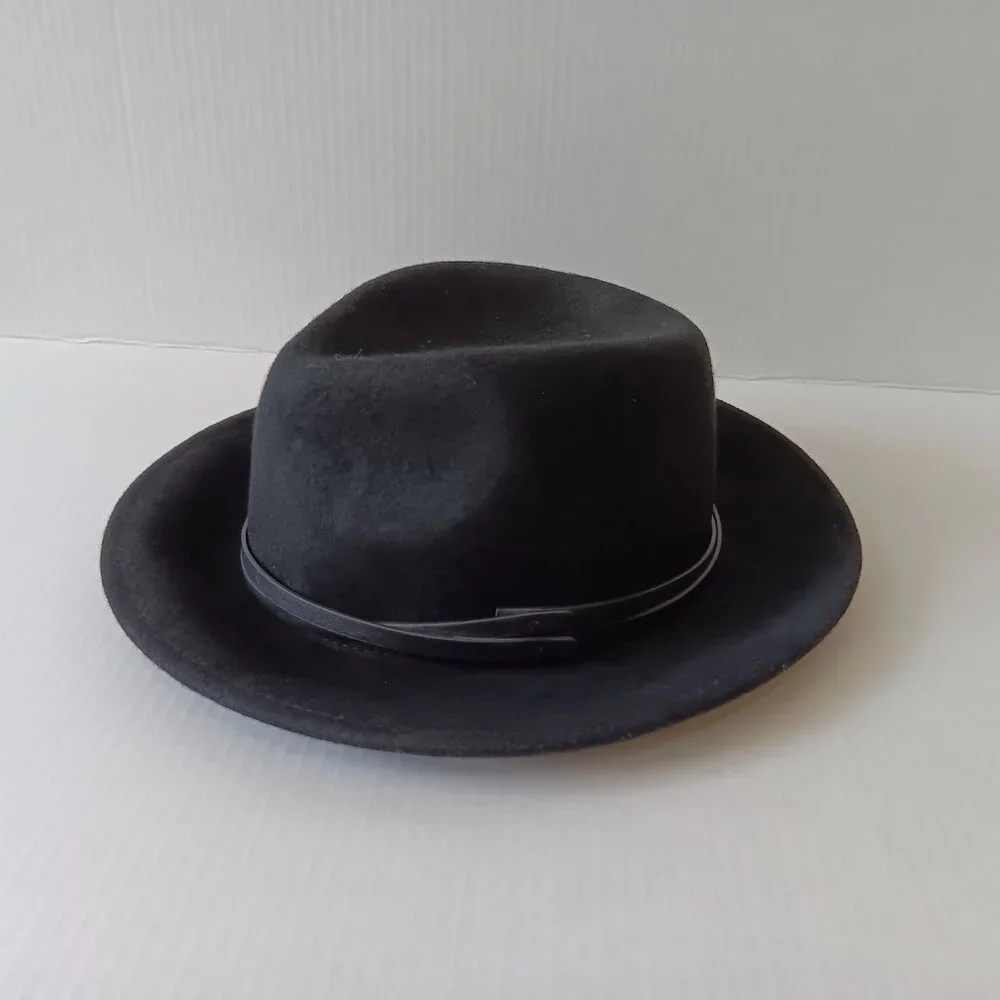 Chico's Women's Black Wool Fedora Hat One Size